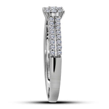 Load image into Gallery viewer, Radiant Love: 14kt White Gold Diamond Cluster Bridal Wedding Ring - Side View