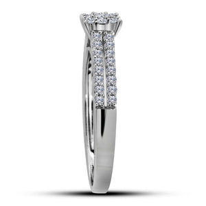 Radiant Love: 14kt White Gold Diamond Cluster Bridal Wedding Ring - Splendid Jewellery