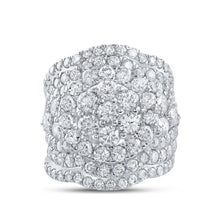 Load image into Gallery viewer, Radiant Love: 14kt White Gold Diamond Cluster Wedding Ring Set - Side View