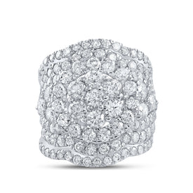 Radiant Love: 14kt White Gold Diamond Cluster Wedding Ring Set - Side View