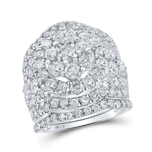 Load image into Gallery viewer, Radiant Love: 14kt White Gold Diamond Cluster Wedding Ring Set - Splendid Jewellery