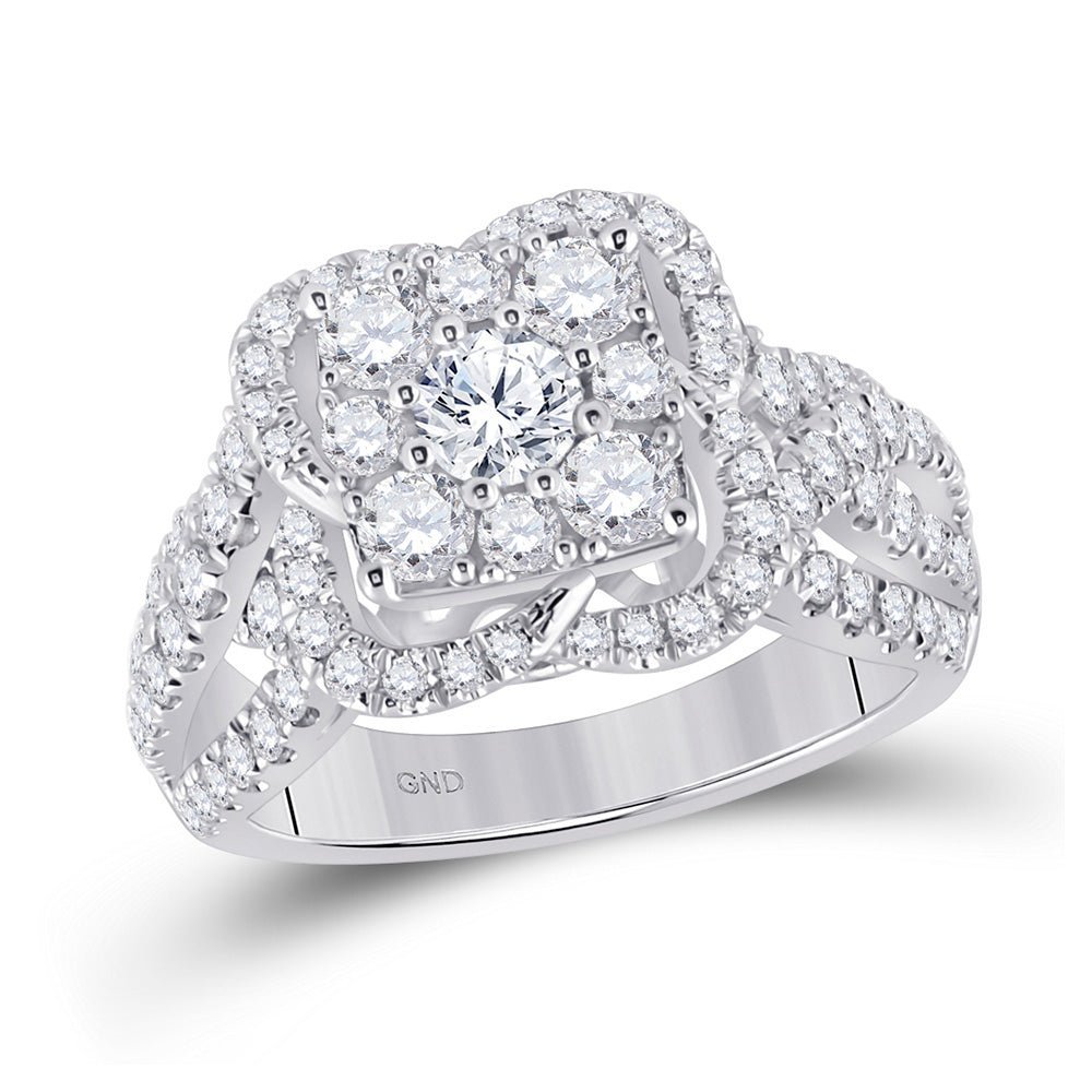 Radiant Love: 14kt White Gold Diamond Halo Bridal Wedding Engagement Ring - Splendid Jewellery