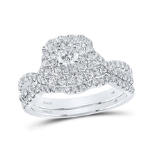 Load image into Gallery viewer, Radiant Love: 14kt White Gold Diamond Halo Bridal Wedding Ring Band Set - Splendid Jewellery