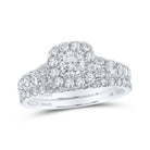Radiant Love: 14kt White Gold Diamond Halo Bridal Wedding Ring Band Set - Splendid Jewellery