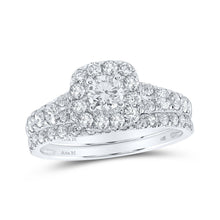 Load image into Gallery viewer, Radiant Love: 14kt White Gold Diamond Halo Bridal Wedding Ring Band Set - Splendid Jewellery