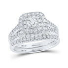 Radiant Love 14kt White Gold Diamond Halo Bridal Wedding Ring Band Set - Splendid Jewellery