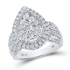 Radiant Love: 14kt White Gold Diamond Pear - shape Cluster Bridal Wedding Engagement Ring - Splendid Jewellery