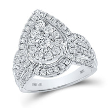 Load image into Gallery viewer, Radiant Love: 14kt White Gold Diamond Pear - shape Cluster Bridal Wedding Engagement Ring - Splendid Jewellery