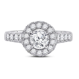 Radiant Love 14kt White Gold Diamond Solitaire Bridal Wedding Ring - Front View