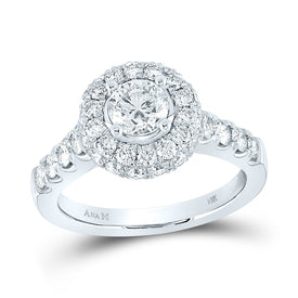 Radiant Love 14kt White Gold Diamond Solitaire Bridal Wedding Ring - Top View