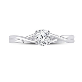 Radiant Love 14kt White Gold Diamond Solitaire Ring - Front View