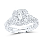 Radiant Love 14kt White Gold Diamond Wedding Ring Band Set Top View from Splendid Jewellery
