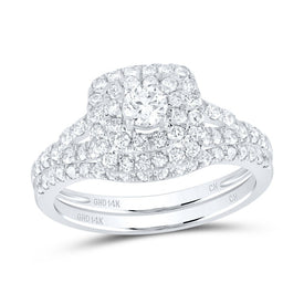 Radiant Love 14kt White Gold Diamond Wedding Ring Band Set Top View from Splendid Jewellery