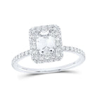 Radiant Love: 14kt White Gold Emerald Diamond Halo Bridal Wedding Engagement Ring 1 - 5/8 Cttw - Splendid Jewellery