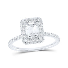 Load image into Gallery viewer, Radiant Love: 14kt White Gold Emerald Diamond Halo Bridal Wedding Engagement Ring 1 - 5/8 Cttw - Splendid Jewellery