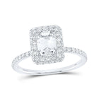 Radiant Love: 14kt White Gold Emerald Diamond Halo Bridal Wedding Engagement Ring 1 - 5/8 Cttw - Splendid Jewellery
