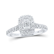 Load image into Gallery viewer, Radiant Love: 14kt White Gold Emerald Diamond Halo Bridal Wedding Engagement Ring 1 Cttw - Splendid Jewellery