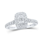Radiant Love: 14kt White Gold Emerald Diamond Halo Bridal Wedding Engagement Ring 1 Cttw - Splendid Jewellery