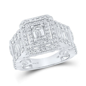 Radiant Love 14kt White Gold Emerald Diamond Solitaire Bridal Wedding Engagement Ring 2 - 5/8 Cttw - Splendid Jewellery