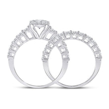 Load image into Gallery viewer, Radiant Love 14kt White Gold Halo Diamond Bridal Wedding Ring Band Set - Second Side View