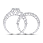 Radiant Love 14kt White Gold Halo Diamond Bridal Wedding Ring Band Set - Second Side View