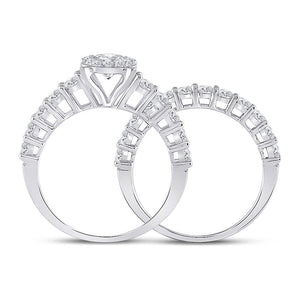 Radiant Love 14kt White Gold Halo Diamond Bridal Wedding Ring Band Set - Splendid Jewellery