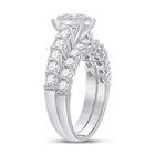 Radiant Love 14kt White Gold Halo Diamond Bridal Wedding Ring Band Set - Splendid Jewellery