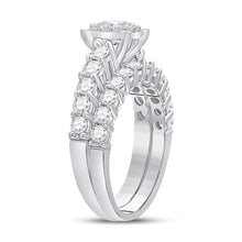 Load image into Gallery viewer, Radiant Love 14kt White Gold Halo Diamond Bridal Wedding Ring Band Set - Side View