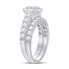 Radiant Love 14kt White Gold Halo Diamond Bridal Wedding Ring Band Set - Side View