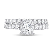 Load image into Gallery viewer, Radiant Love 14kt White Gold Halo Diamond Bridal Wedding Ring Band Set - Splendid Jewellery