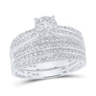 Radiant Love: 14kt White Gold His Hers Round Diamond Cluster Matching Wedding Set 1-1/4 Cttw - Second Side View