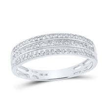 Load image into Gallery viewer, Radiant Love: 14kt White Gold His Hers Round Diamond Cluster Matching Wedding Set 1-1/4 Cttw - Side View