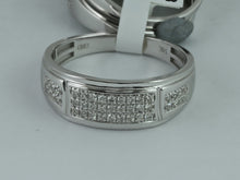 Load image into Gallery viewer, Radiant Love: 14kt White Gold His Hers Round Diamond Cluster Matching Wedding Set 1 Cttw - Splendid Jewellery