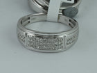 Radiant Love: 14kt White Gold His Hers Round Diamond Cluster Matching Wedding Set 1 Cttw - Second Side View