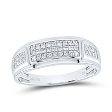 Load image into Gallery viewer, Radiant Love: 14kt White Gold His Hers Round Diamond Cluster Matching Wedding Set 1 Cttw - Splendid Jewellery
