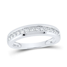 Load image into Gallery viewer, Radiant Love: 14kt White Gold His Hers Round Diamond Cluster Wedding Set - Side View