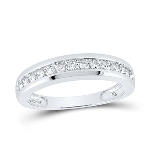 Radiant Love: 14kt White Gold His Hers Round Diamond Cluster Wedding Set - Splendid Jewellery