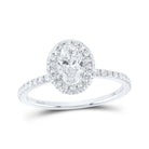 Radiant Love: 14kt White Gold Oval Diamond Halo Bridal Wedding Engagement Ring 1 Cttw - Splendid Jewellery