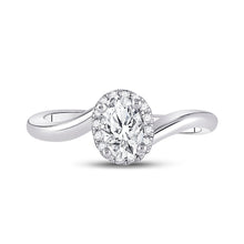 Load image into Gallery viewer, Radiant Love: 14kt White Gold Oval Diamond Halo Bridal Wedding Engagement Ring - Front View