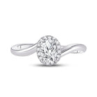 Radiant Love: 14kt White Gold Oval Diamond Halo Bridal Wedding Engagement Ring - Front View
