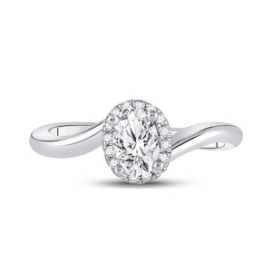 Radiant Love: 14kt White Gold Oval Diamond Halo Bridal Wedding Engagement Ring - Splendid Jewellery