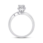 Radiant Love: 14kt White Gold Oval Diamond Halo Bridal Wedding Engagement Ring - Side View