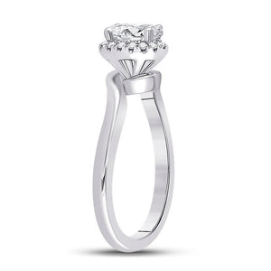 Radiant Love: 14kt White Gold Oval Diamond Halo Bridal Wedding Engagement Ring - Splendid Jewellery