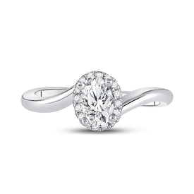 Radiant Love: 14kt White Gold Oval Diamond Halo Bridal Wedding Engagement Ring - Splendid Jewellery