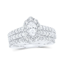 Load image into Gallery viewer, Radiant Love: 14kt White Gold Oval Diamond Halo Bridal Wedding Ring Band Set 1 - 1/2 Cttw - Splendid Jewellery