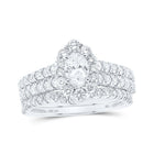Radiant Love: 14kt White Gold Oval Diamond Halo Bridal Wedding Ring Band Set 1 - 1/2 Cttw - Splendid Jewellery