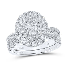 Load image into Gallery viewer, Radiant Love: 14kt White Gold Oval Diamond Halo Bridal Wedding Ring Band Set - Splendid Jewellery