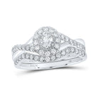 Radiant Love 14kt White Gold Oval Diamond Halo Bridal Wedding Ring Band Set - Splendid Jewellery