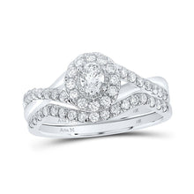 Load image into Gallery viewer, Radiant Love 14kt White Gold Oval Diamond Halo Bridal Wedding Ring Band Set - Splendid Jewellery