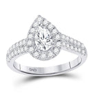Radiant Love: 14kt White Gold Pear Diamond Halo Bridal Wedding Engagement Ring - Splendid Jewellery